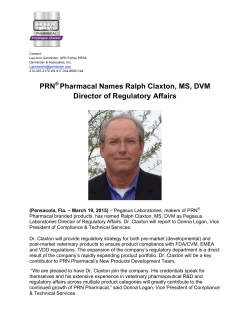 PRNÂ® Pharmacal Names Ralph Claxton, MS, DVM Director of