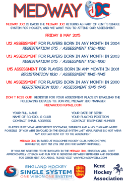 FRIDAY 8 MAY 2015 U12 ASSESSMENT FOR PLAYERS BORN IN
