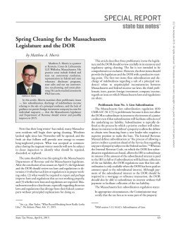 Matthew Morris, Spring Cleaning for Mass DOR, Final Published