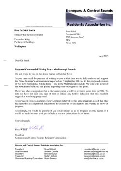 Letter to Nick Smith re fishing ban