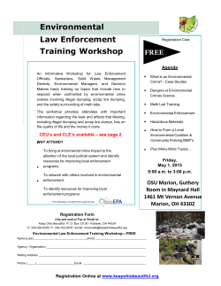 Law Enforcement Training Workshop FREE Environmental