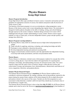 Physics Honors Course.pages - Kemp Independent School District