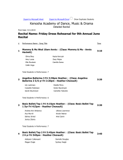 friday rehearsal order - Kenosha Academy of Dance, Music and