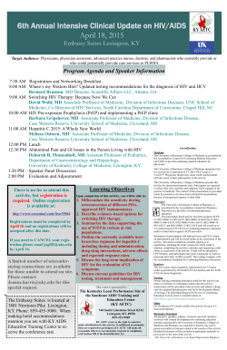 6th Annual Intensive Clinical Update on HIV/AIDS April 18, 2015