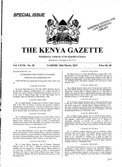 THE KENYA GAZETTE, - Kenya Law Reports