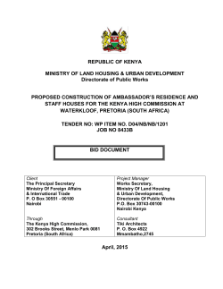 REPUBLIC OF KENYA MINISTRY OF LAND HOUSING & URBAN
