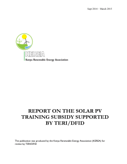 REPORT ON THE SOLAR PV TRAINING SUBSIDY