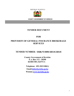 TENDER DOCUMENT FOR PROVISION OF