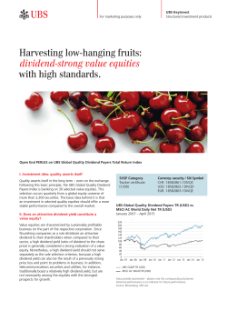 Harvesting low-hanging fruits: dividend-strong - UBS