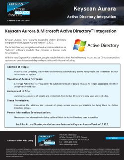 Keyscan Aurora & Microsoft Active Directoryâ¢ Integration