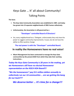 It`s all about community - Keys Gate residents ASSOCIATION inc