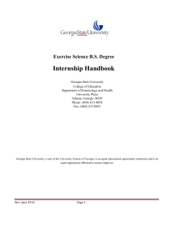 B.S. Internship Handbook - Kinesiology and Health
