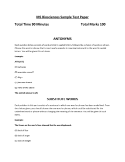 MS Biosciences Sample Test Paper Total Time 90