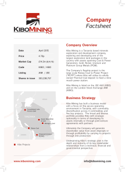 Kibo Mining Fact Sheets
