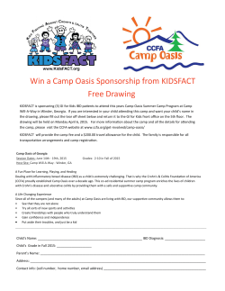 Win a Camp Oasis Sponsorship from KIDSFACT Free Drawing