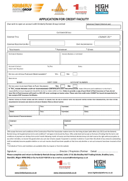 APPLICATION FOR CREDIT FACILITY