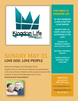 SUNDAY MAY 31 - Kingdom Life Fellowship Church