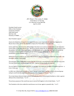 April 14 Letter from Ali`i Mana`o Nui to President Lassner at UH