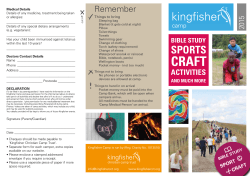 Full Colour Brochure - Kingfisher Christian Camp Trust