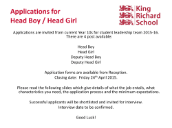 Applications for Head Boy / Head Girl