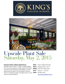 Upscale Plant Sale May 2, 2015
