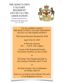 Spring 2015 - The King`s Own Calgary Regiment