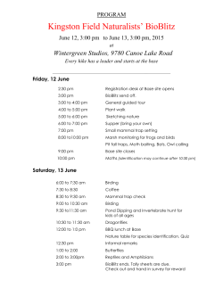 Program schedule - Kingston Field Naturalists
