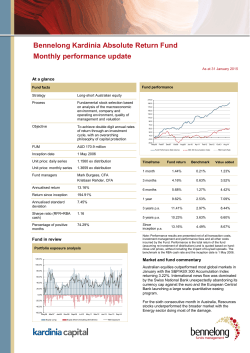 Bennelong Kardinia Absolute Return Fund Monthly performance
