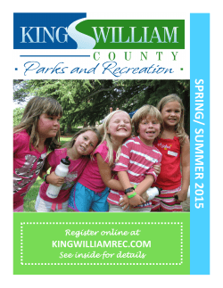 SPRING/ SUMMER 2015 - King William County Parks & Recreation