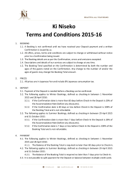 Ki Niseko Terms and Conditions 2015-16