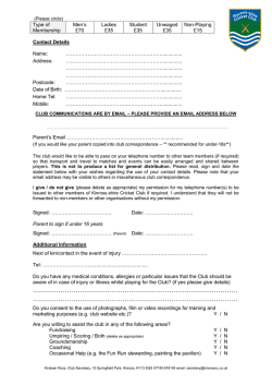 Senior Membership Form 2015 - Kinross
