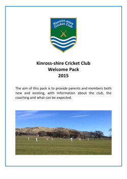 Kinross-shire Cricket Club Welcome Pack 2015
