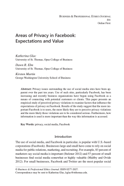 Areas of Privacy in Facebook: Expectations and Value