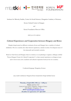Cultural Experiences and Cooperation between Hungary and Korea