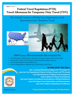 Federal Travel Regulations (FTR) Travel Allowances