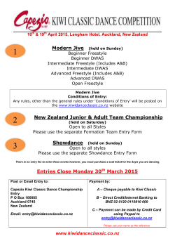 for Modern Jive Entry form - Kiwi Classic Dance Competition