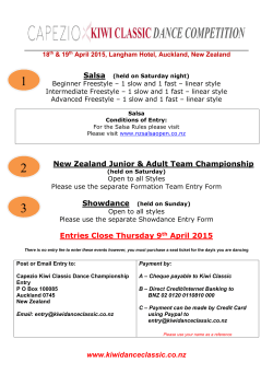 for Entry Form - Kiwi Classic Dance Competition