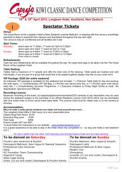 Spectator Tickets - Kiwi Classic Dance Competition