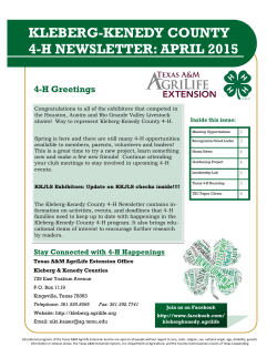 April 2015 4-H Newsletter - Kleberg and Kenedy Counties