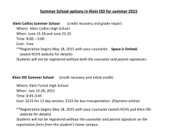 KISD Summer School Options for 2015