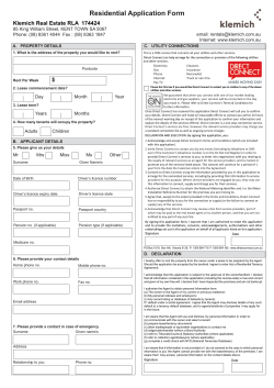 Residential Application Form