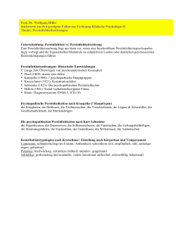 PersÃ¶nlichkeitsstÃ¶rungen - Klinische Psychologie Mainz