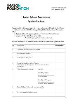 Junior Scholar Programme Application Form