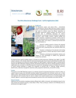 The Africa Biosciences Challenge Fund â Call for Applications 2015