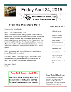 Friday April 24, 2015 - Knox United Church, Ayr
