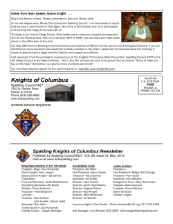 May 2015 Newsletter - Knights of Columbus Spalding Council #427