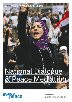 National Dialogue & Peace Mediation National Dialogue