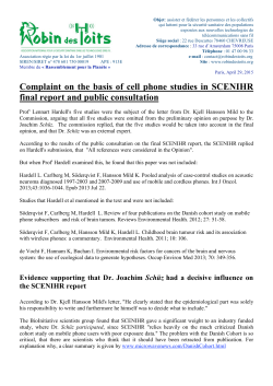 Complaint on the basis of cell phone studies in SCENIHR final