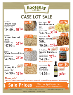 Check out the Case Lot Sales flyer here - Kootenay Co-op