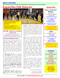 April 2015 Newsletter - Kopachka Folk Dancers